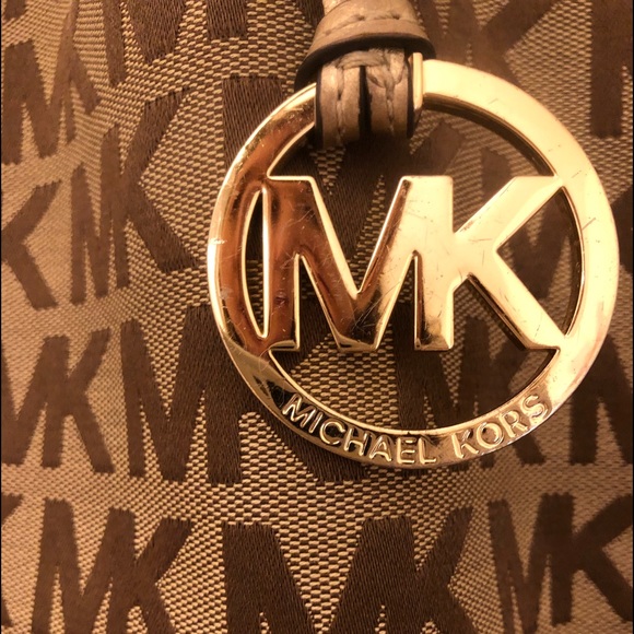 Michael Kors Marina Gathered Canvas Tote Bag With Tassels Gold - Picture 3 of 13